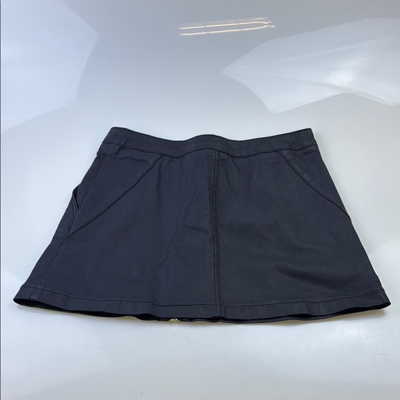 Reiss Black Ruth Coated Denim Zip Up Mini Skirt N279-21 - Picture 4 of 7